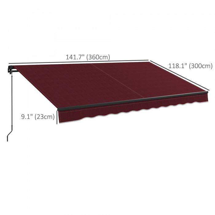Outsunny 12' X 10' Auvent Retractable, Abri Pare-soleil, Rouge Vin