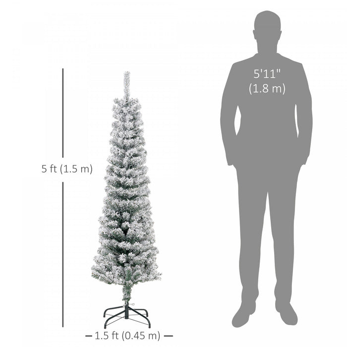 Homcom Arbre De Noel Artificiel Fin Floque De Neige Artificielle 5pi