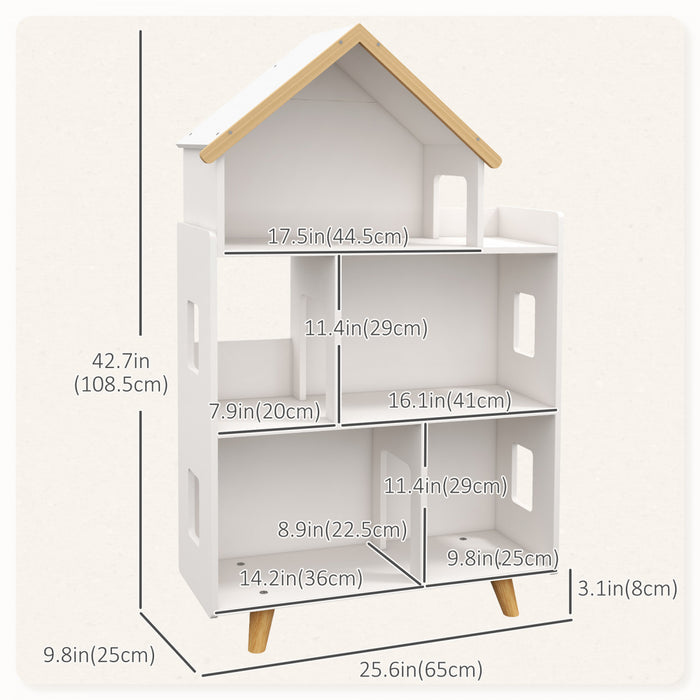 Qaba Meuble De Rangement Pour Jouets, Bibliotheque Pour Enfants A 3 Niveaux Pour Salle De Jeux, Chambre D'enfant, Creche, Jardin D'enfants, Blanc