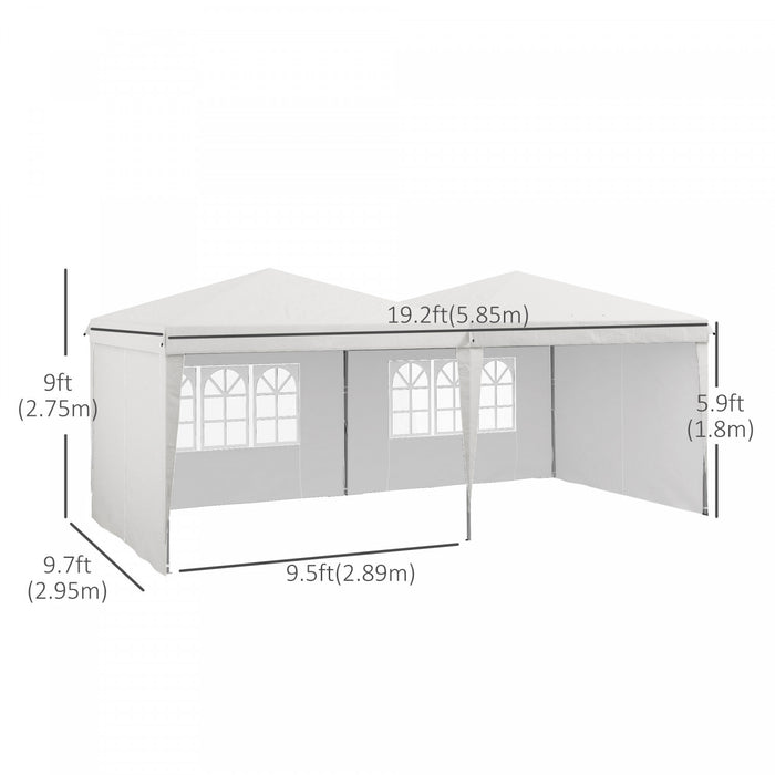 Outsunny Tente De 10' X 19' Avec Parois Laterales, Abri Solaire Instantane, Tentes Pour Fetes, Hauteur Reglable, Avec Sac De Transport Et 5 Sacs De Sable Pour L'exterieur, Le Jardin, La Terrasse