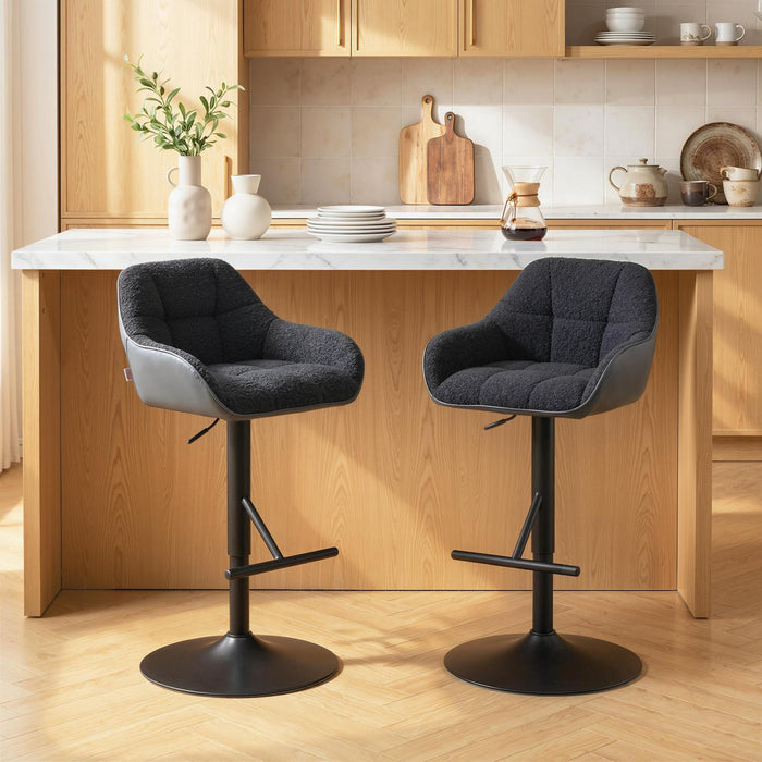 Tabourets de bar HOMCOM, ensemble de 2, reglables pivotants hauteur comptoir