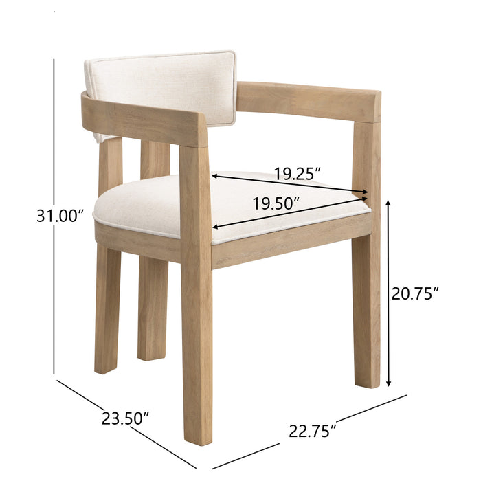 Chaise De Salle À Manger James Avec Accoudoirs, Ensemble De 2, Cadre En Bois D’hévéa - Beige