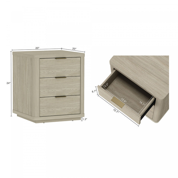 Table de nuit moderne Evelyn 20\" en naturel (3 tiroirs) - Lot de 2