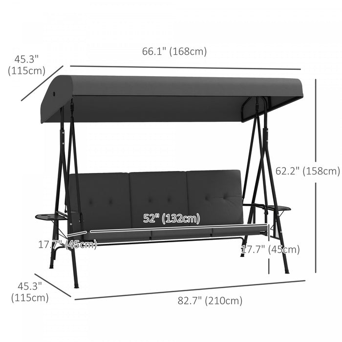 Outsunny Chaise d'oscillation de Patio a 3 places avec auvent reglable