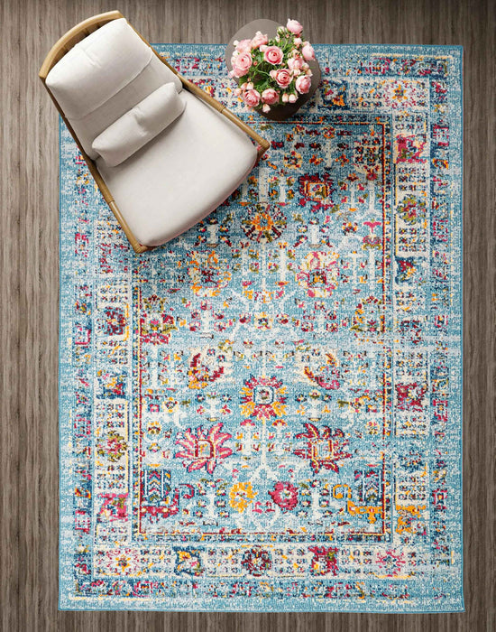 Tapis Traditionnel Jasmine 5'0\" x 8'0\" en Bleu