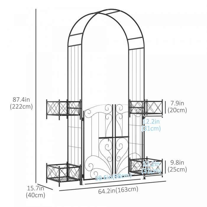 Outsunny Arche De Jardin En Metal, Treillis Pour Plantes Grimpantes Noir
