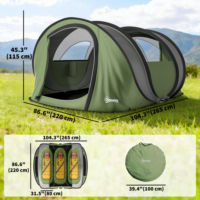 Outsunny Tente Pop-Up de Camping pour 4-5 Personnes, Vert