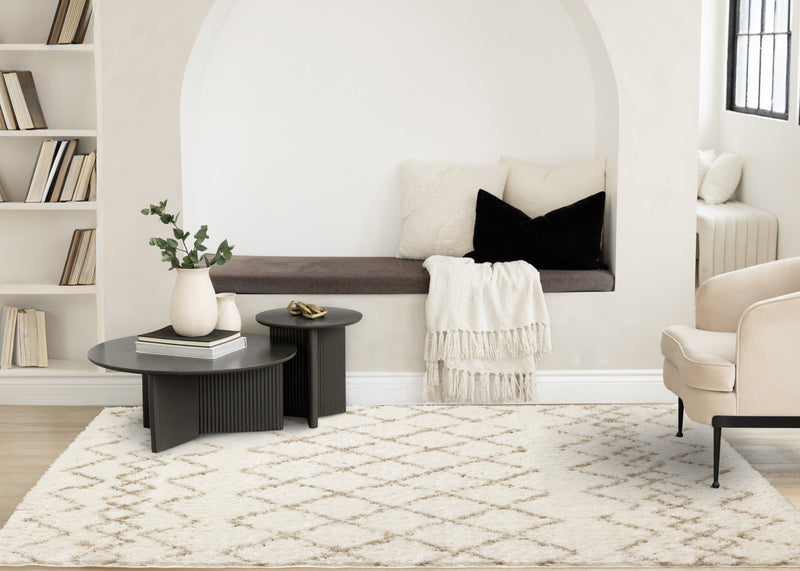 Tapis Taylor creme en treillis marron, 7'10\" x 10'6\"
