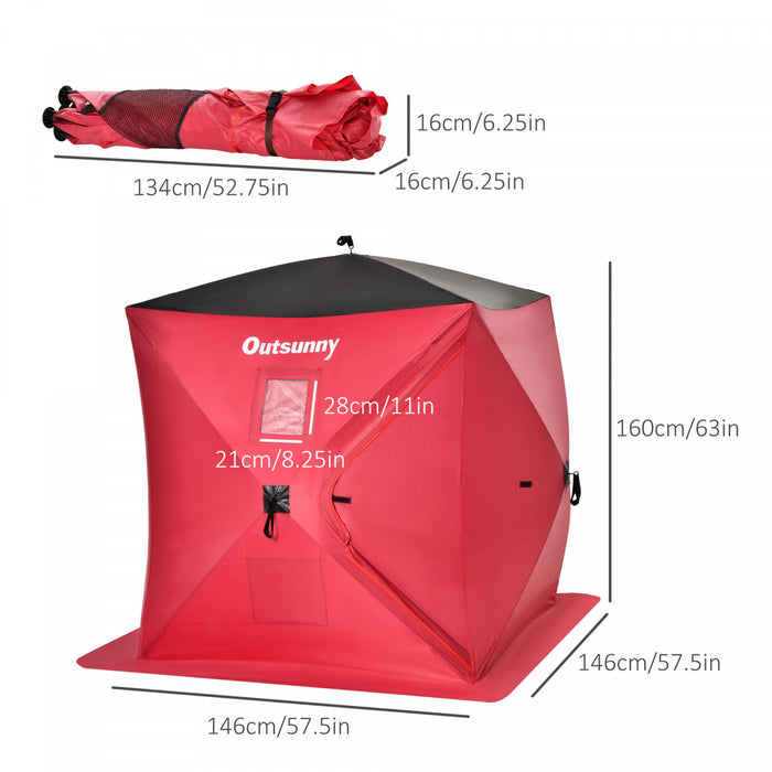 Outsunny Tente De Peche Portable Pour 2 Personnes Avec Fenetres