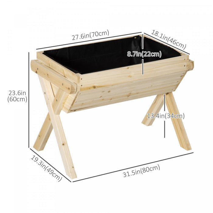 Outsunny 32'' X 19'' X 24'' Lit De Jardin Sureleve, Boite De Plantation Surelevee En Bois Avec Tissu Non Tisse Pour La Cour Le Patio Pour Faire Pousser Des Legumes Des Herbes Et Des Fleurs