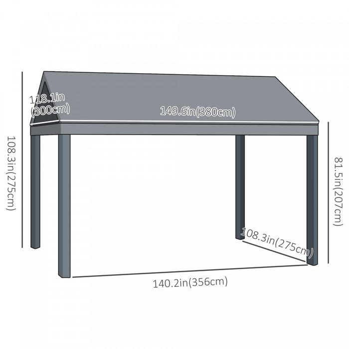Outsunny 12' X 10' Tonnelle De Jardin Barnum Avec Filet Et Cadre En Aluminium Pour Patios, Jardins, Pelouses, Gris Fonce