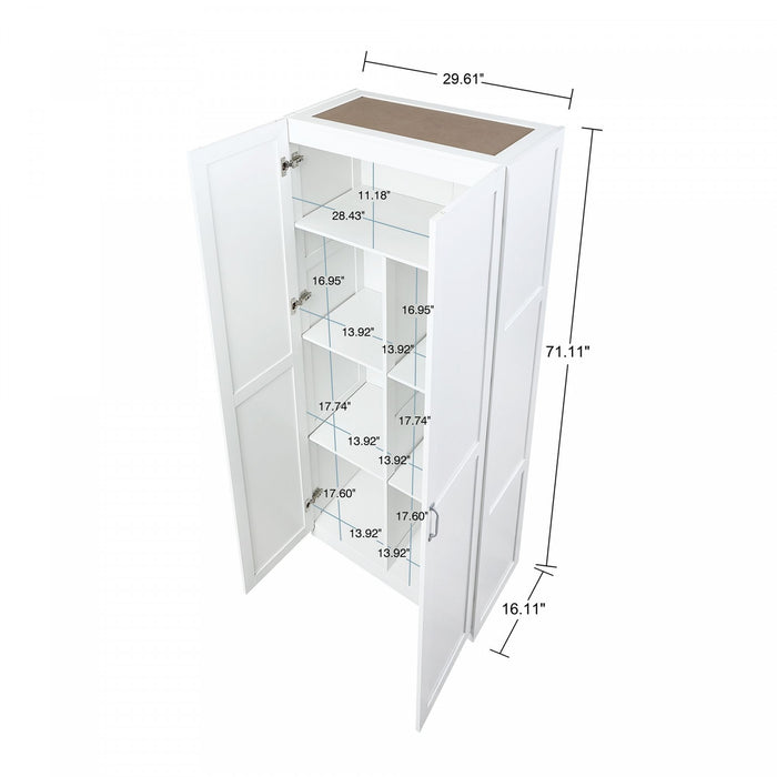 Armoire de rangement Cornelia Modern 30\" en blanc (7 etageres) - Lot de 2