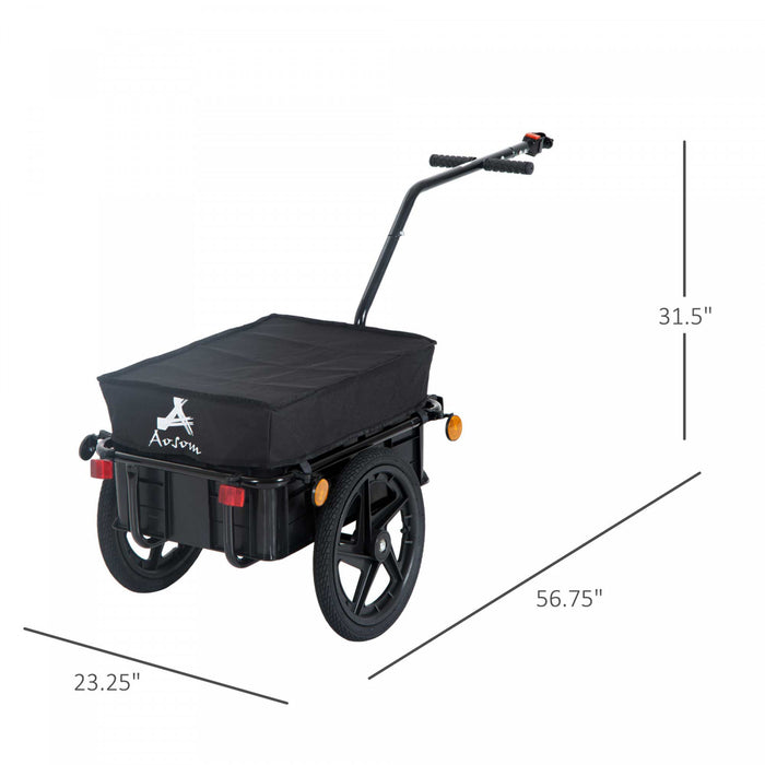 Aosom Multi-functional Bicycle Cargo Trailer Steel Large Bike Luggage Cart Carrier Black (en Anglais)