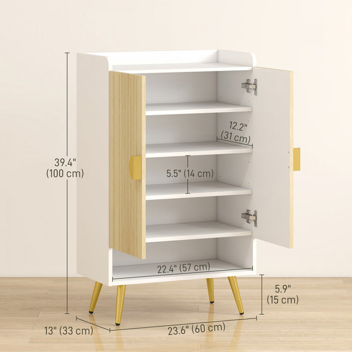 HOMCOM Armoire a chaussures pour 15 paires de chaussures, couleur naturel