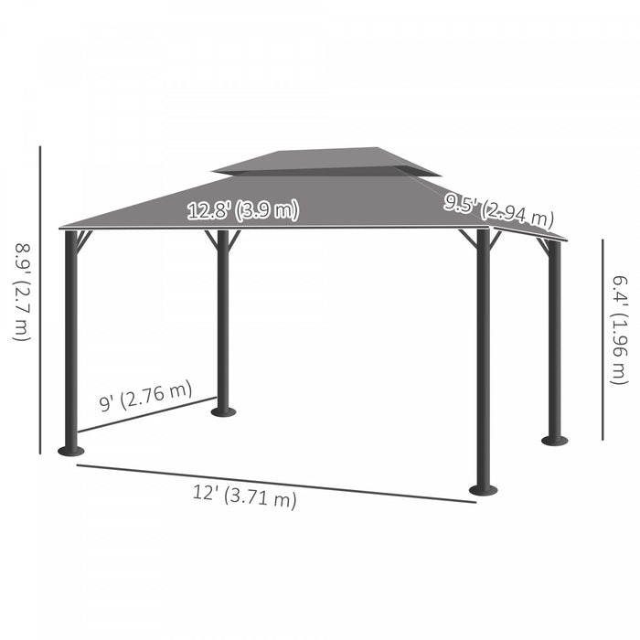 Outsunny Tonnelle de Jardin 13' x 10', Gris Clair