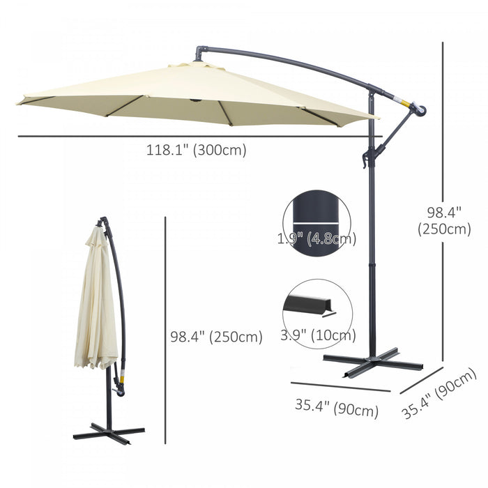 Outsunny Parasol De Patio Creme