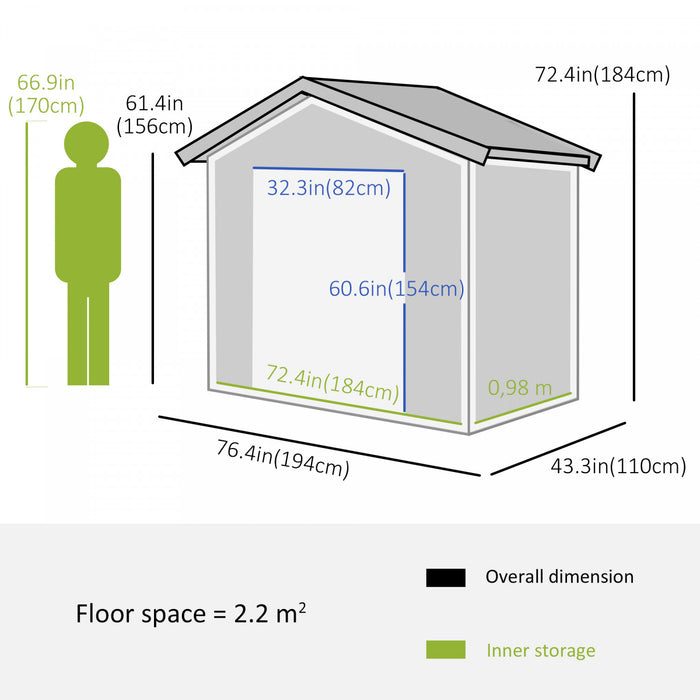 Outsunny Abri De Jardin En Metal Outsunny 6,5x3,5 Pi Pour Rangement Exterieur,vert