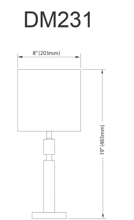 Lampe de table Fernanda de Dainolite avec abat-jour blanc, fini chromé poli et 1 ampoule