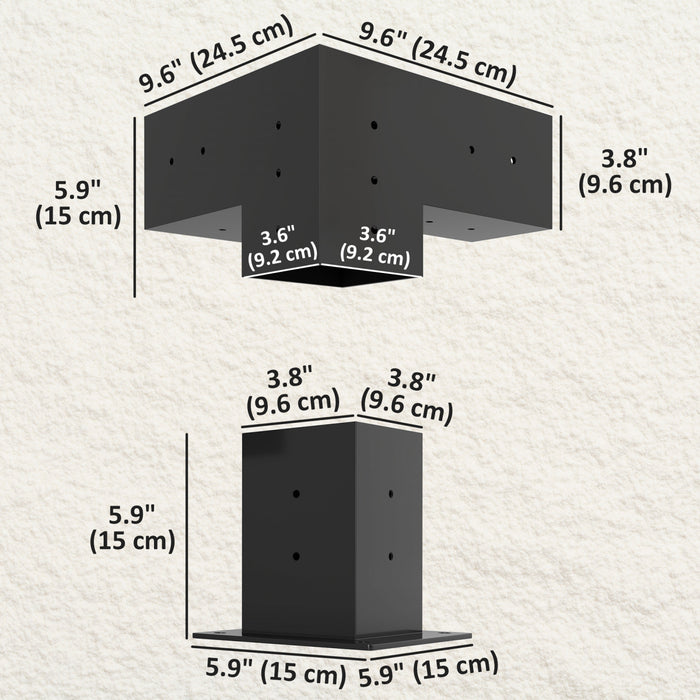 Outsunny 8pcs Kit de supports de pergola pour bois de 4x4\" (reel 3,6x3,6\")