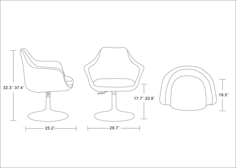 Fauteuil pivotant moderne Kinsey en melange de laine rouge - Lot de 2