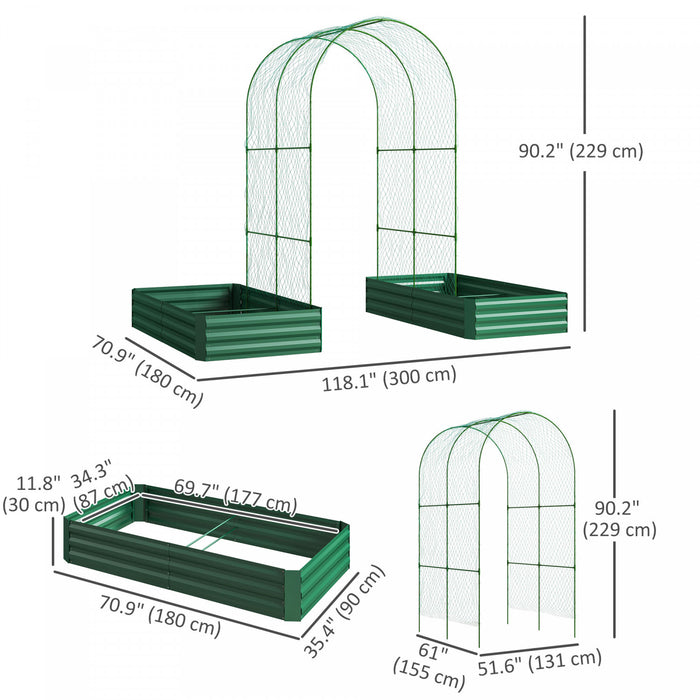 Outsunny Jardiniere surelevee galvanisee avec treillis