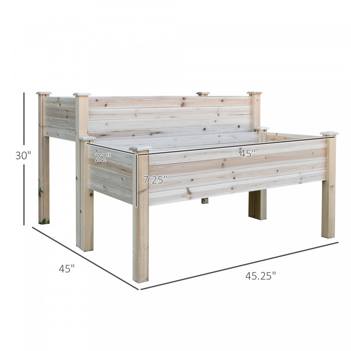 Outsunny 2 Pieces En Bois De Sapin Massif Plante Lit Sureleve Fleur Legume Herbe Boite De Culture Support Jardin Etape Planteur Support Combinaison Libre