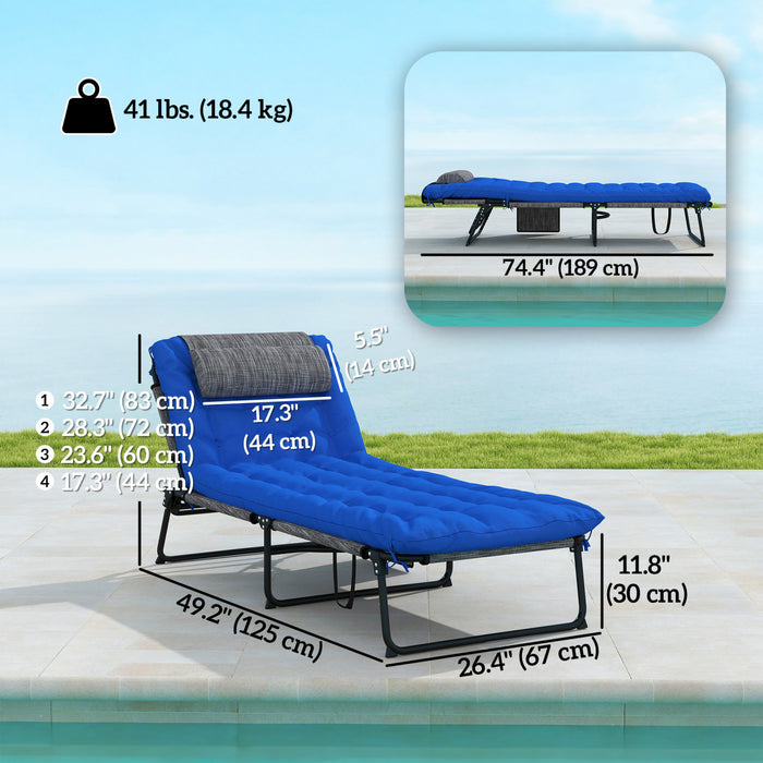 Outsunny 2 Pieces Chaises Longues Pliantes, Chaises Inclinables, Bleu