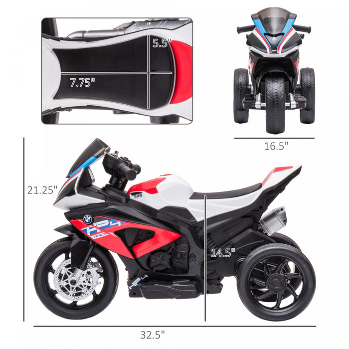 Aosom Porteur De Moto Electrique Pour Enfants Sous Licence Bmw Hp4 Jouet Moto 3 Roues 6v Alimentee Par Batterie Avec Musique Pour Filles Garcon 18-60 Mois, Rouge