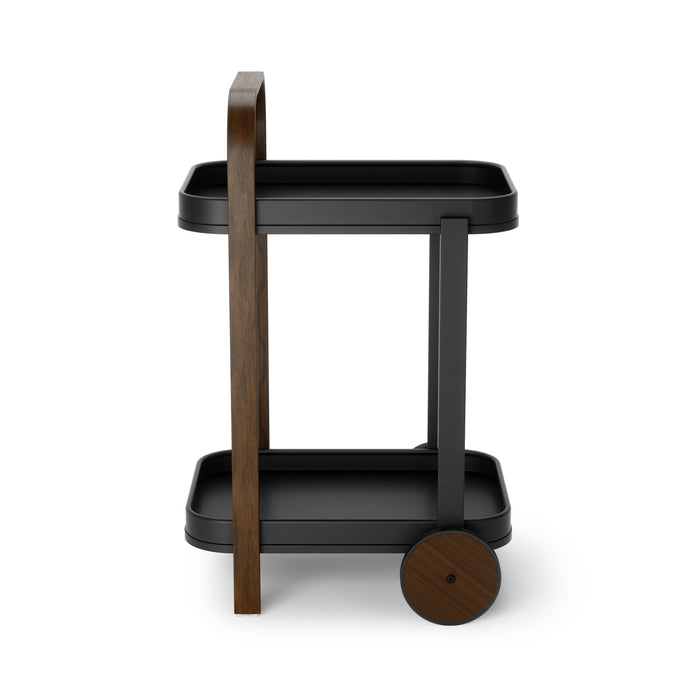 Chariot-bar et de rangement moderne Bellwood de Umbra en acier - noir et noyer
