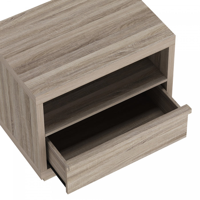 Table de nuit contemporaine Navis 66 cm en chene naturel (1 tiroir)
