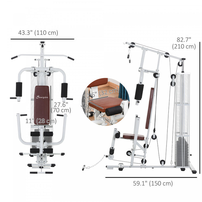 Soozier Equipement De Gym Multifonction Avec Pile De Poids De 100 Lb, Blanc