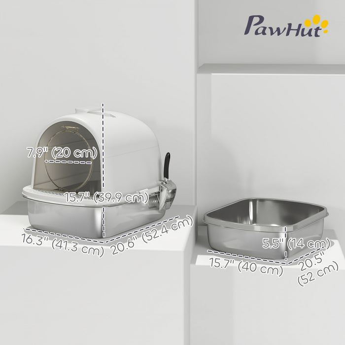 Stainless Steel Cat Litter Box With Scoop, Deodorizer Bag