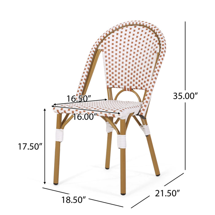Chaises de bistrot francaises Julien en rotin synthetique et aluminium, lot de 2 - blanc et rouge
