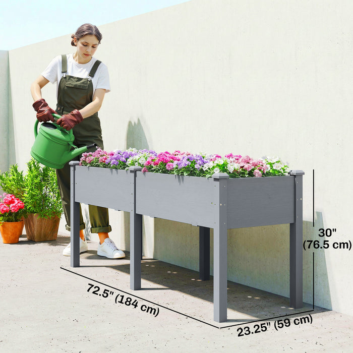 Outsunny Jardiniere Surelevee en Bois a 2 Niveaux avec Pieds, 60 x 25 x 70 cm