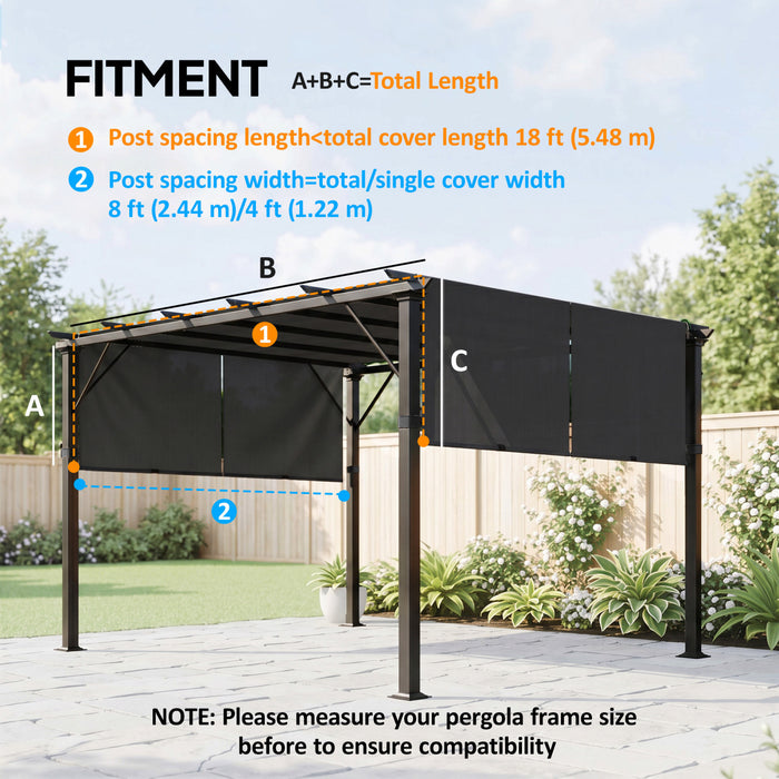 Outsunny Lot de 2 Toiles de Pergola 488 x 122 cm, Protection UV, Noir