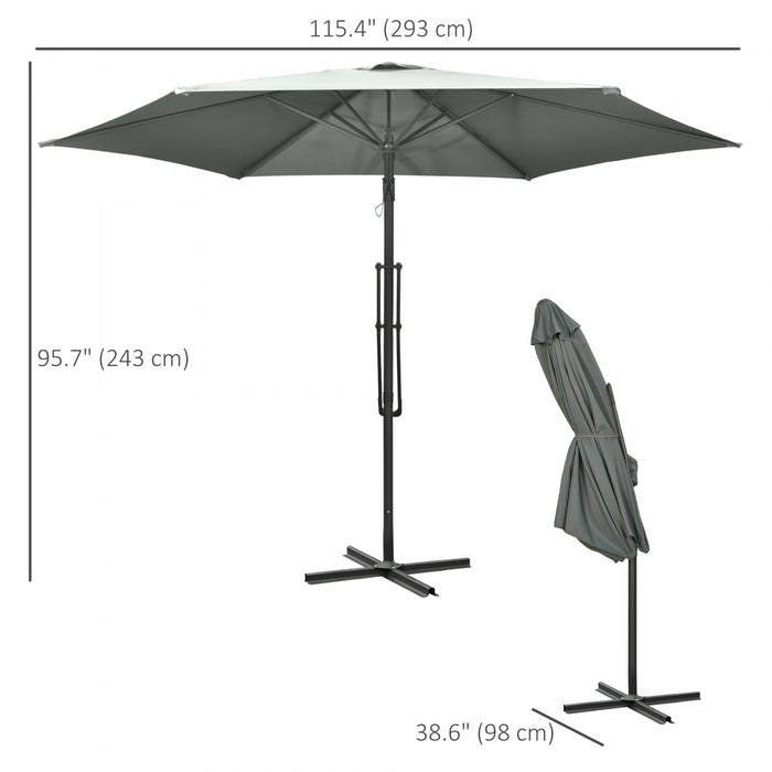 Outsunny Parasol Deporte De 10 Pi En Porte-a-faux Avec Base, Gris