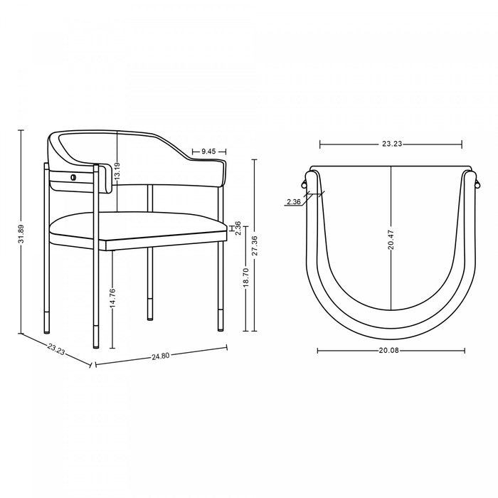 Fauteuil moderne en metal et chenille Lia, creme - Lot de 2