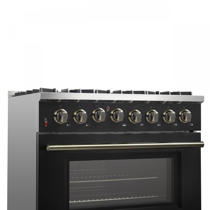 Cuisiniere a double combustible Galiano de 36 po, noire, 5,36 pi³ - FFSGS6156-36BLK