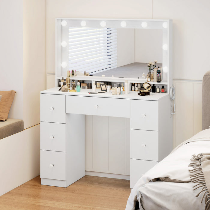 Coiffeuse HOMCOM avec Station de Charge, Blanc