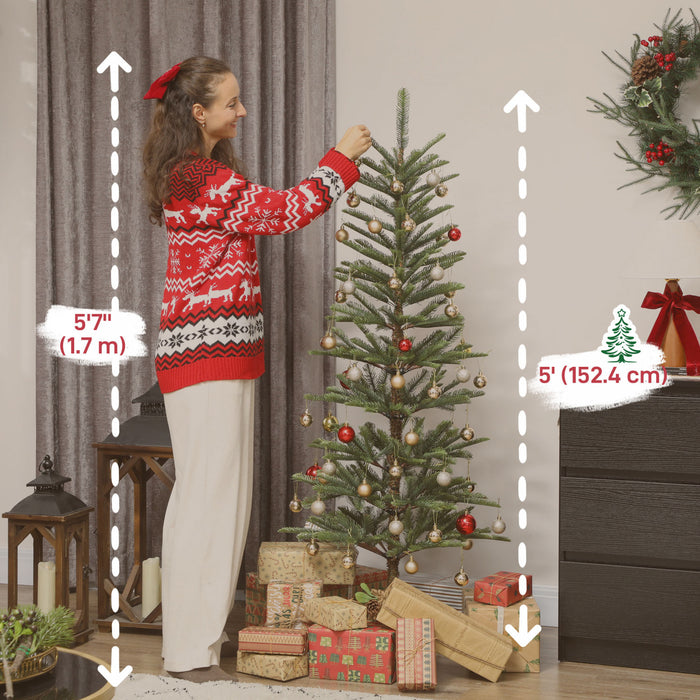 HOMCOM Sapin Fin de 5pi, Arbre de Noel a charniere avec 316 branches