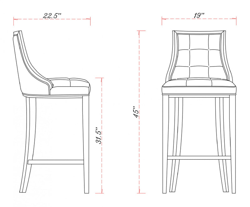 Tabouret de bar traditionnel en bois avec assise rembourree Fifth Avenue, bronze - Lot de 2