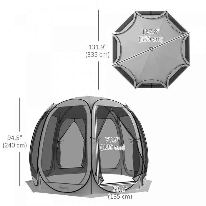 Outsunny Tente Moustiquaire , Tonnelle Escamotable Avec 2 Portes, Gris