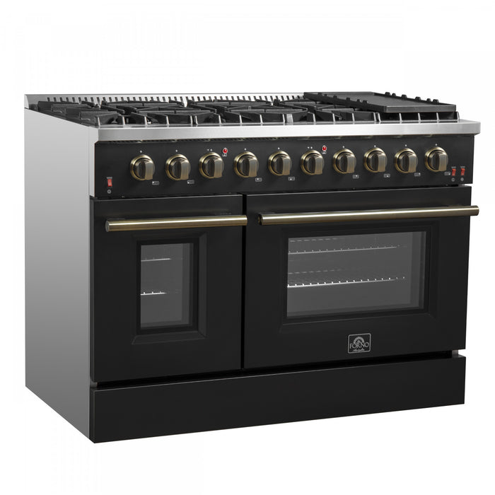 Cuisiniere a gaz Galiano de 48 po en noir, 6,58 pi³, doubles fours - FFSGS6244-48BLK