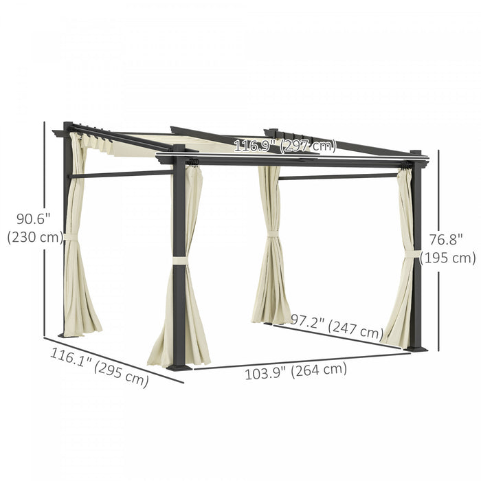 Outsunny Pergola Metallique Avec Toit Coulissant, Auvent De Pergola, Beige