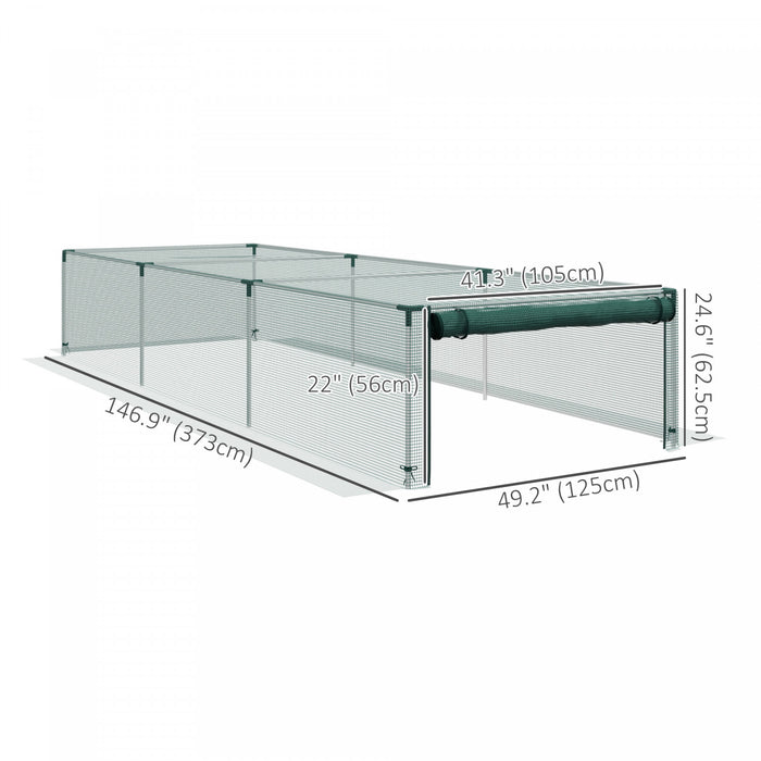 Outsunny Cage de Culture 125 x 373 cm, Protection pour Plantes avec Porte Zippee Enroulable