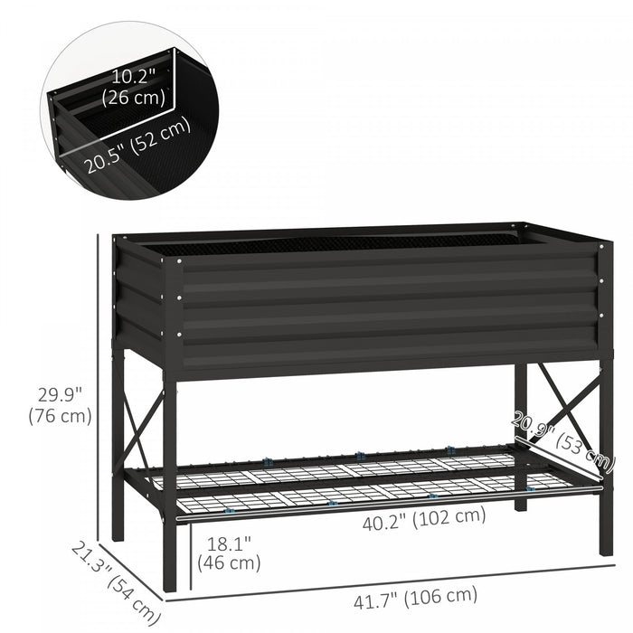 Outsunny Jardiniere surelevee en acier galvanise avec etagere de rangement