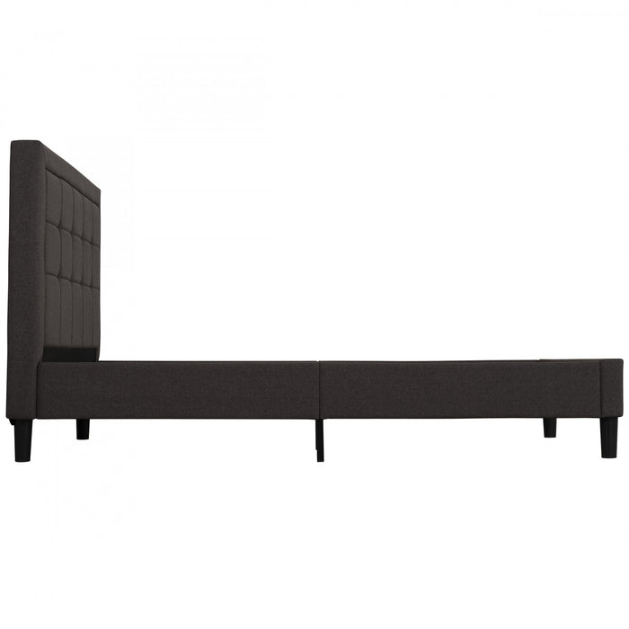 Lit plateforme Linden rembourre avec tete de lit capitonnee - Tres grand