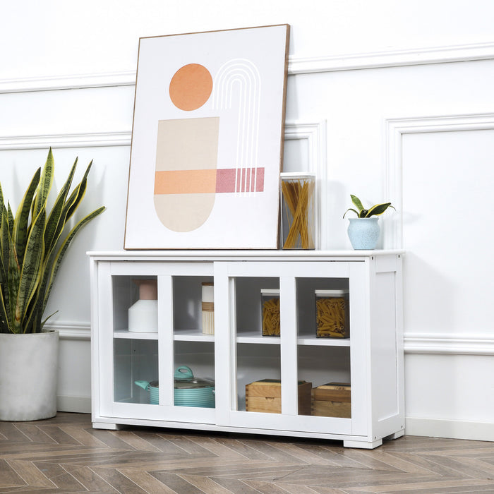 HOMCOM Buffet de cuisine modulable avec porte coulissante vitree