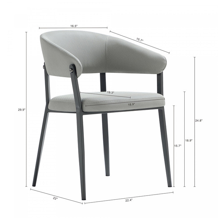 Chaise de salle a manger moderne en metal et tissu Belle, gris pierre