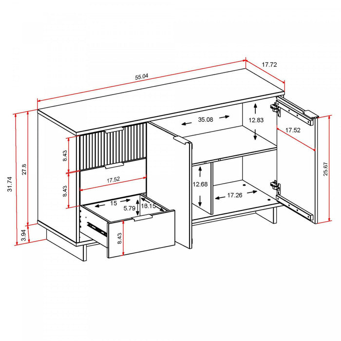 Buffet moderne Granville 55\" en gris charbon